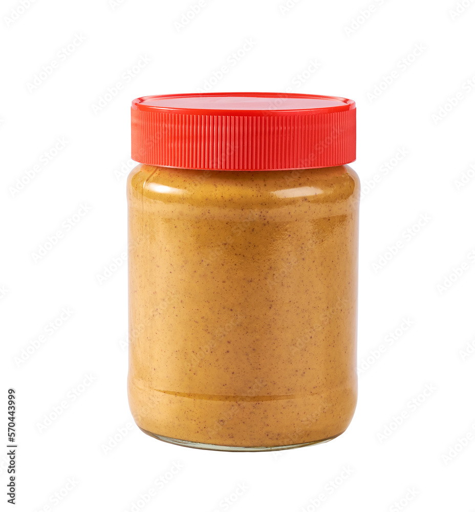 jar of peanut butter, isolated on white background. jar of peanut butter, isolated on white background.