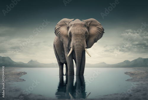 Elephant with copy space background. World wildlife day concept. Generative ai.
