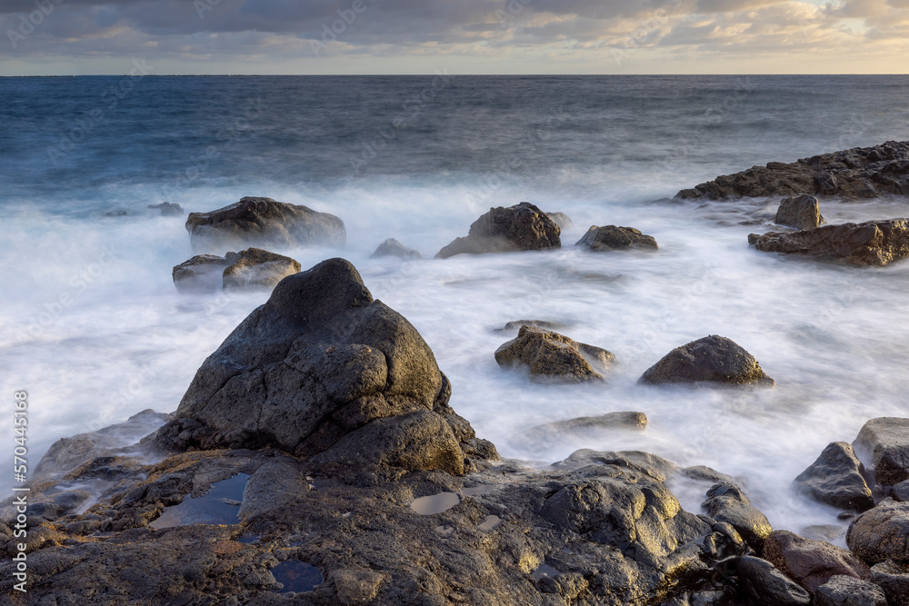 Magic sunrise at Punta de Silva with waves hitting the rocks. Magic sunrise at Punta de Silva with waves hitting the rocks.