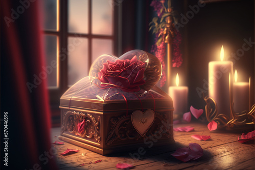 Romantic Valentines Day Wallpaper genarative AI photo