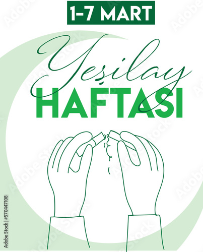 Yesilay haftasi vector illustration. 1st-7th March social awareness day against unhealty life in Turkey photo
