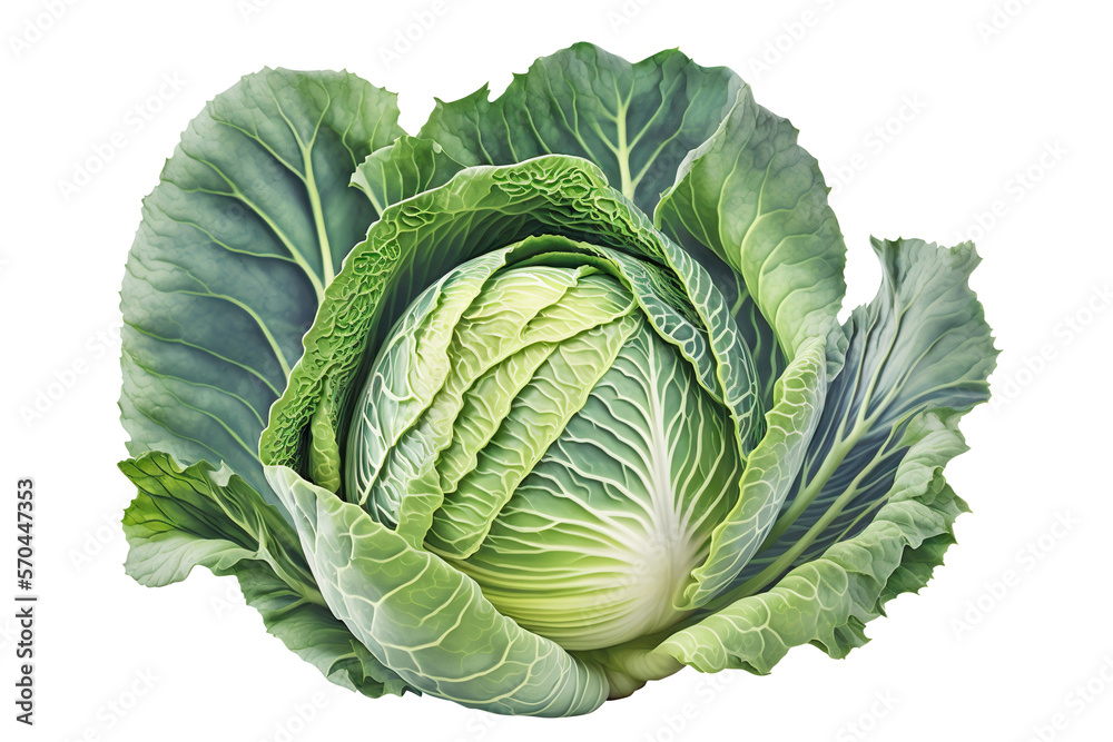 Obraz premium Delicious cabbage cut out. Based on Generative AI