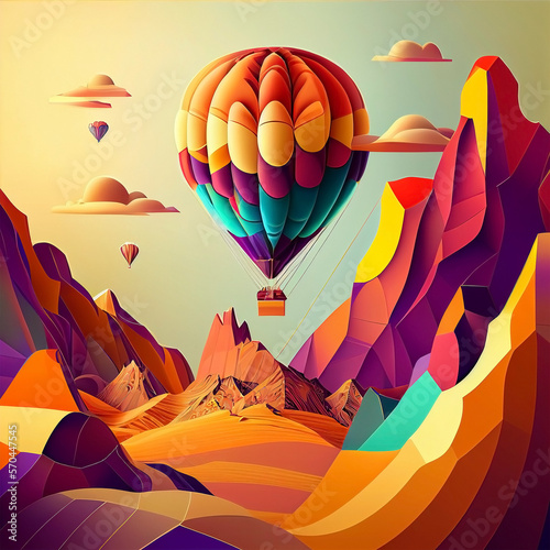 Hot Air Balloon, Vector Art Design - AI Generated