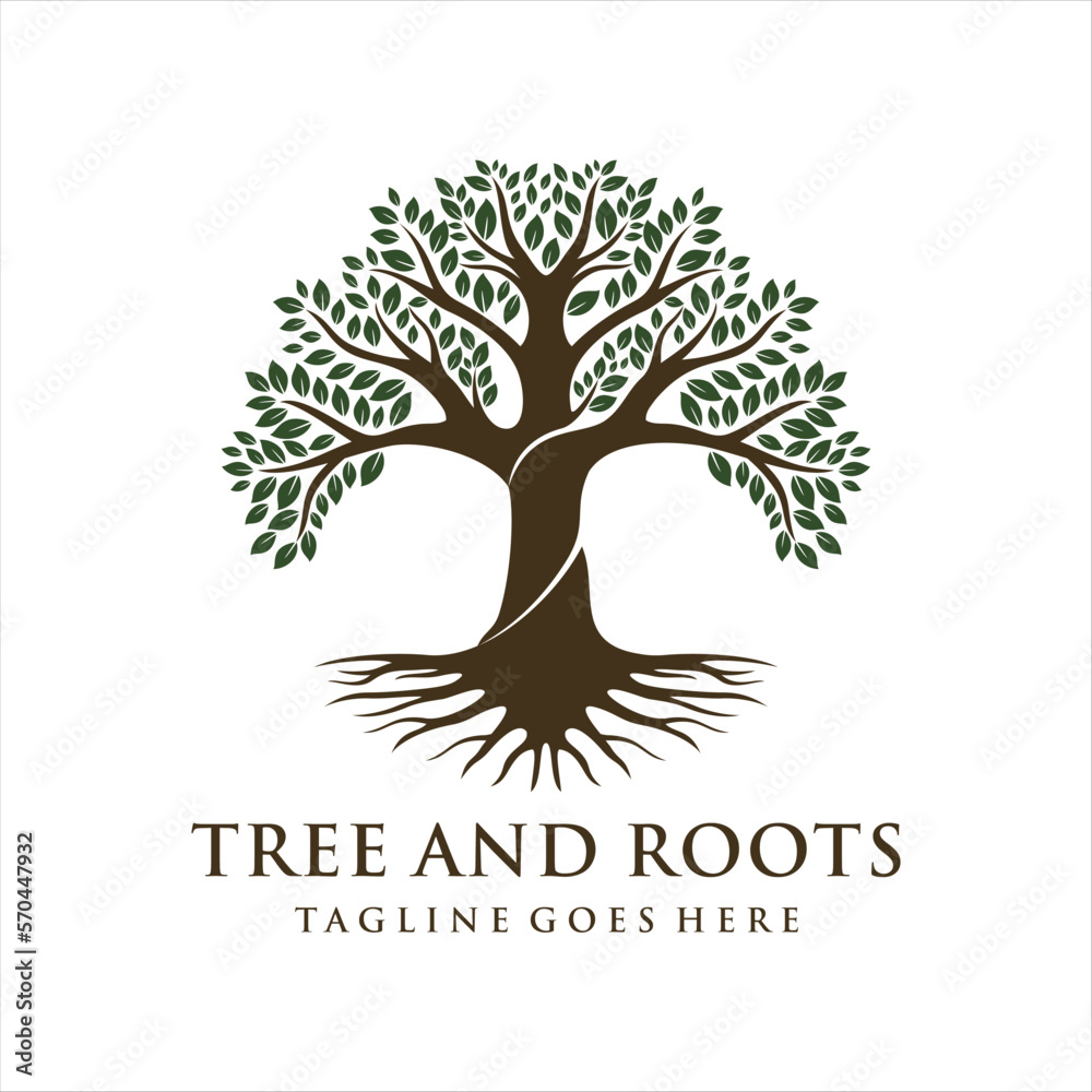 Obraz premium Tree and root company logo design vector illustration