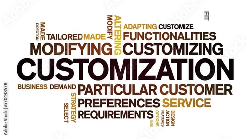 Customization animated tag word cloud;text design animation kinetic typography seamless loop. photo