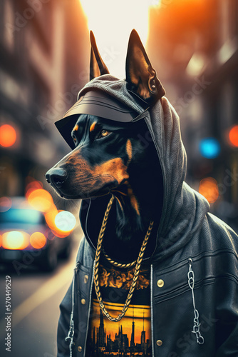 Cool dog Gangsta rapper in sunglasses. sketch art for artist creativity and inspiration. generative AI © ReisMedia