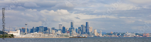 Panorama of the Seattle skyline as seen from Puget Sound