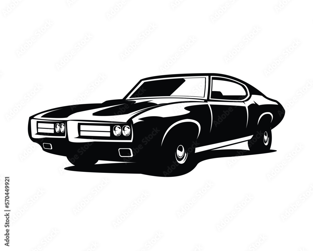pontiac gto the silhouette judge. isolated white background view from side. Best for logo, badge, emblem, icon, sticker design, car industry. available in eps 10.