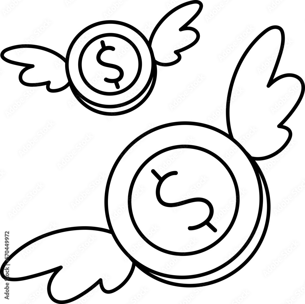Flying Coin financial Business Cash Money trade economic illustration Line Flying Coin financial Business Cash Money trade economic illustration Line