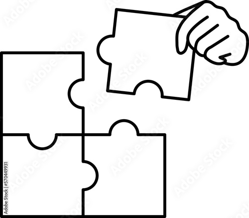 Jigsaw team successful business teamwork partnership Element illustration Line