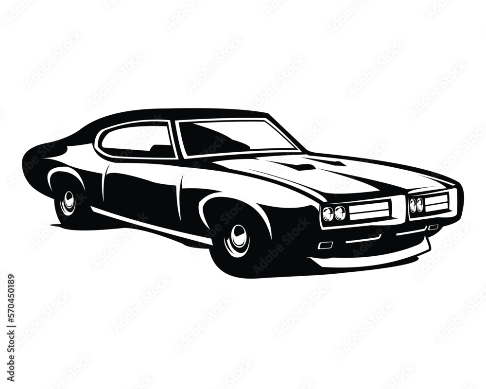 Classic Retro Pontiac GTO Judge vector isolated on a white background as seen from the side. vector illustration available in eps 10.