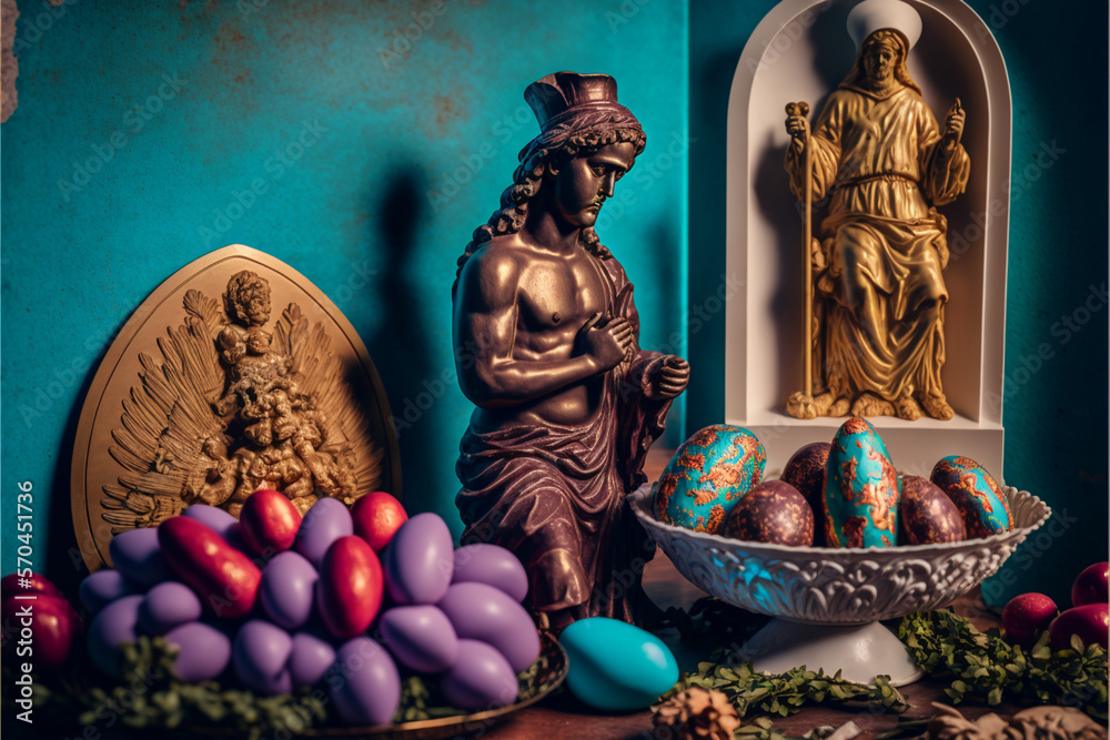 Obraz premium Easter eggs day, Background, generative ai