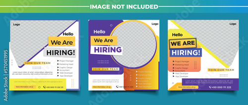 We are hiring job vacancy square banner or social media post template 