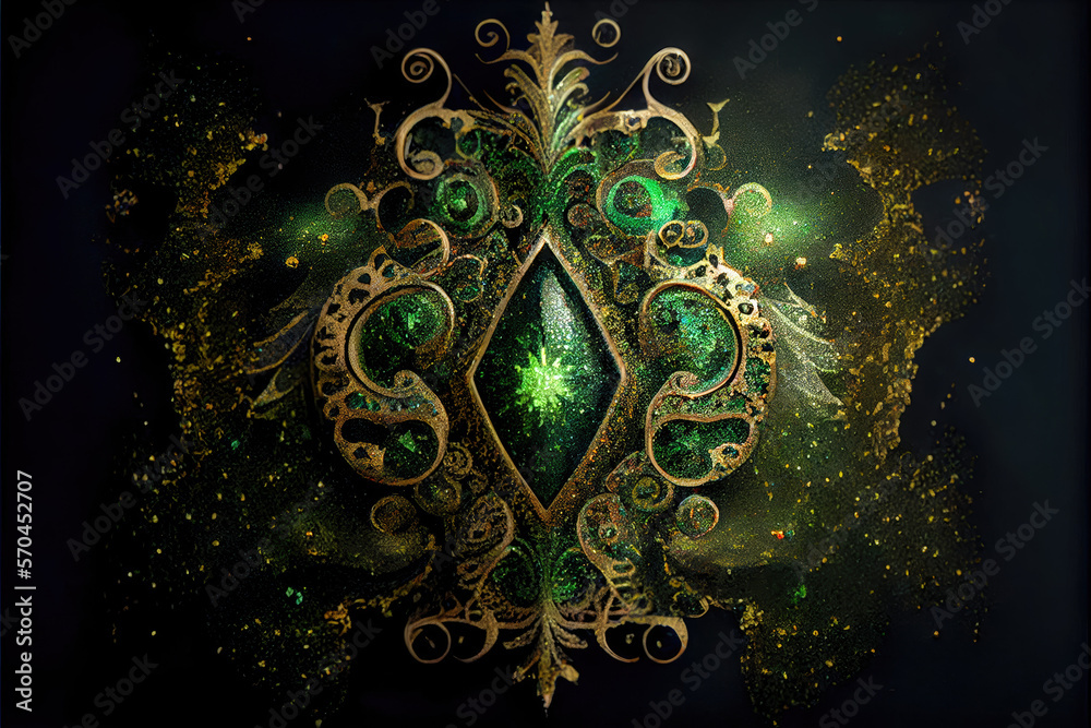Fototapeta premium background with emerald ornament - By Generative AI