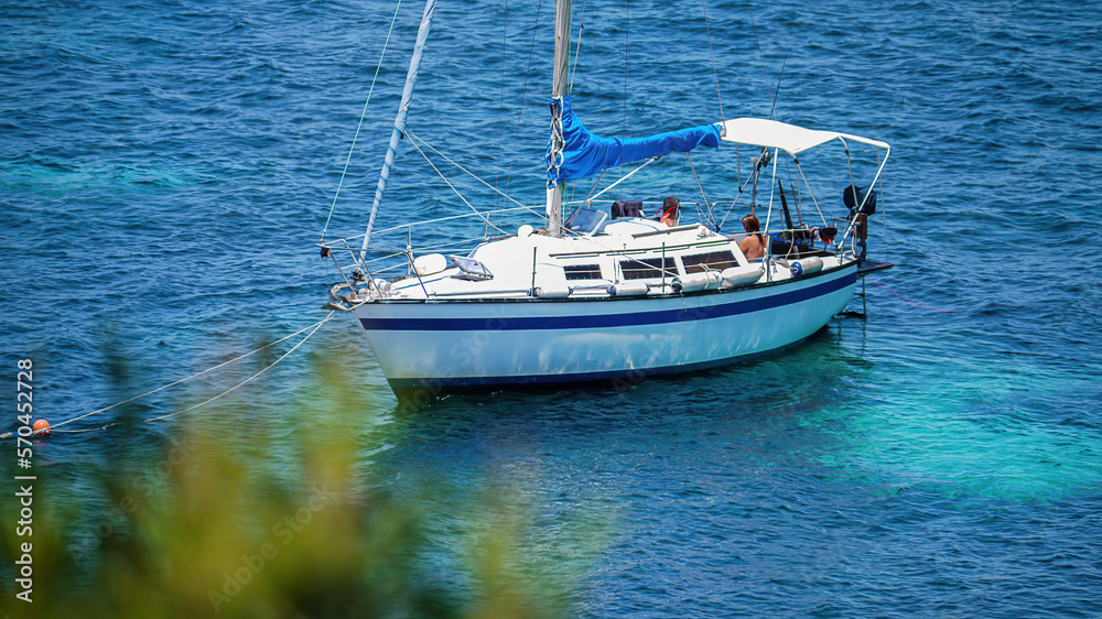 A relaxing vacation on a yacht by the sea