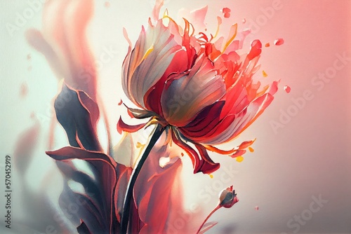 Abstract pink tulips watercolor painting, AI art