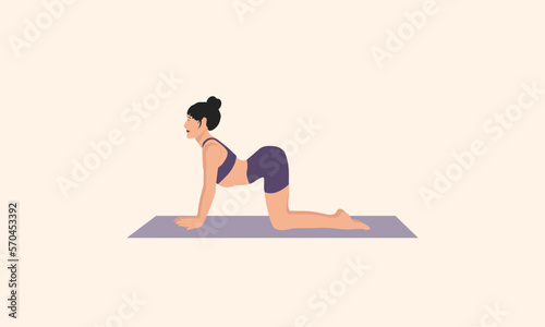 woman practicing yoga in cat-cow pose v1