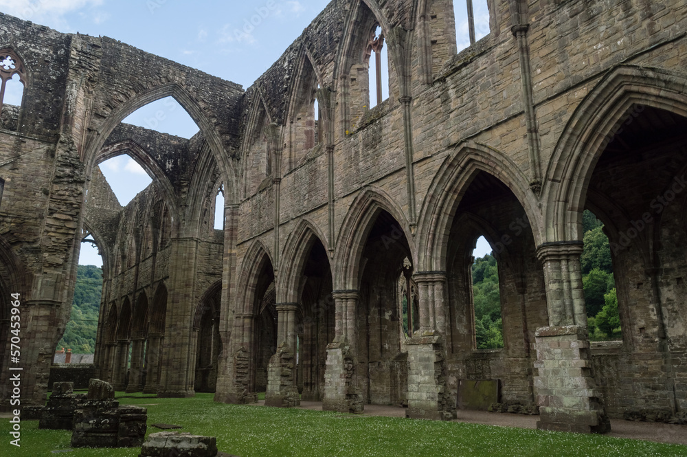 Ruins of Tintern Abbey ancient church, Wales