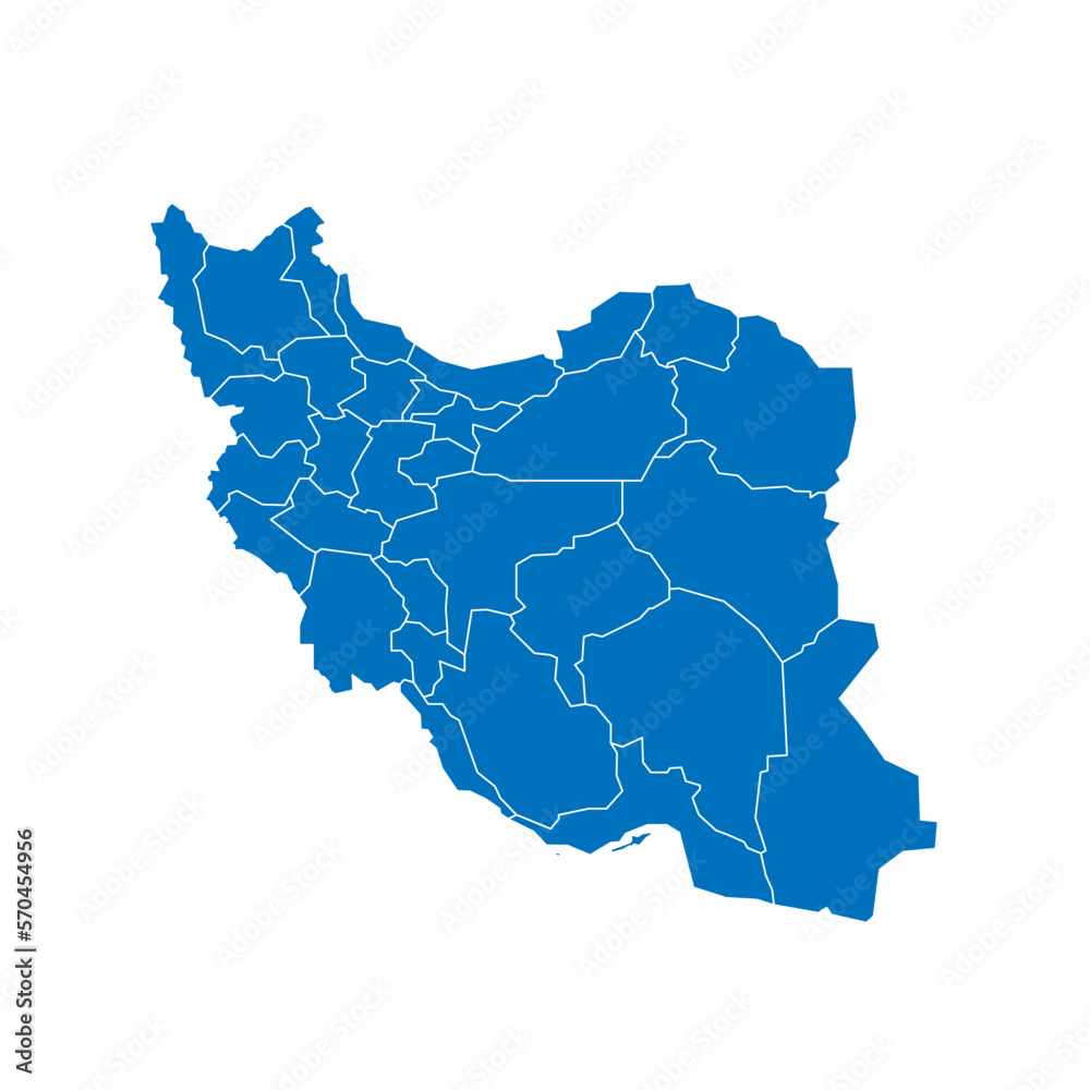 Iran political map of administrative divisions - provinces. Solid blue ...