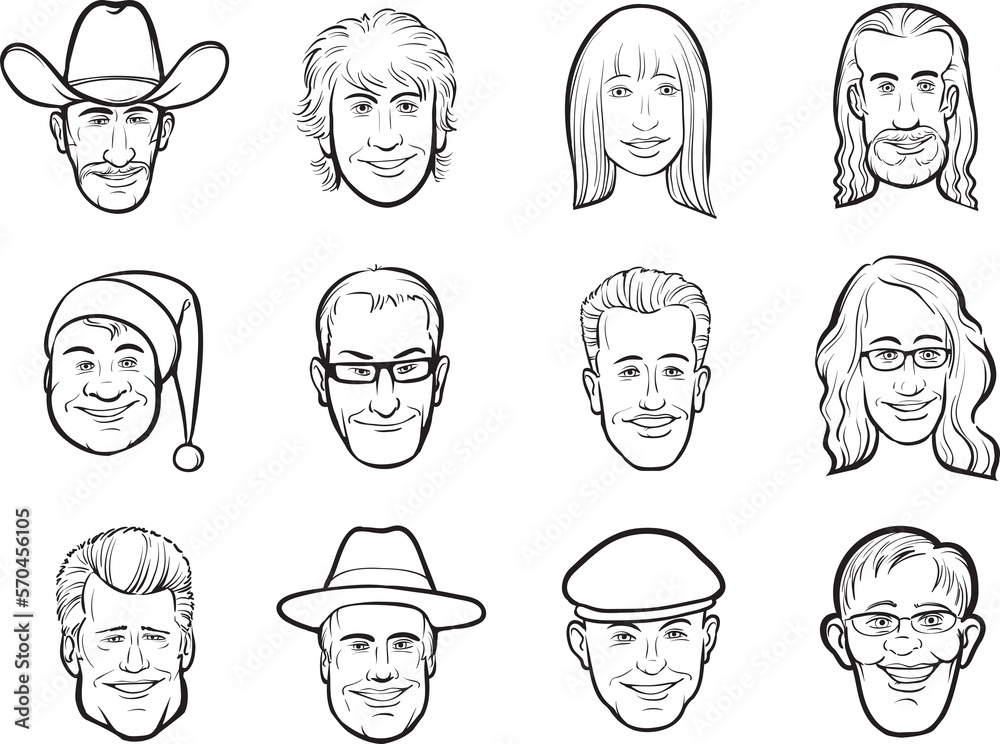 diverse people whiteboard drawing of isolated user profile avatar heads isolated user profile avatar heads - PNG image with transparent background diverse people whiteboard drawing of isolated user profile avatar heads isolated user profile avatar heads - PNG image with transparent background