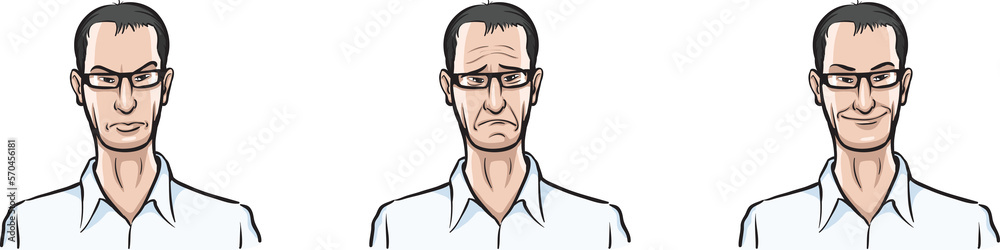 man in shirt face three expressions isolated user profile avatar heads - PNG image with transparent background man in shirt face three expressions isolated user profile avatar heads - PNG image with transparent background