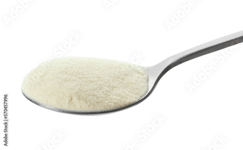 Spoon of agar-agar powder isolated on white