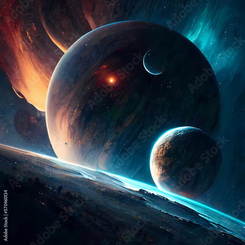 colorful planets in space