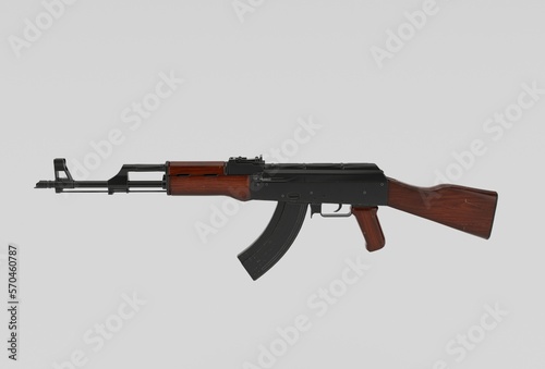 Assault Rifle gun weapon minimal 3d rendering on white background
