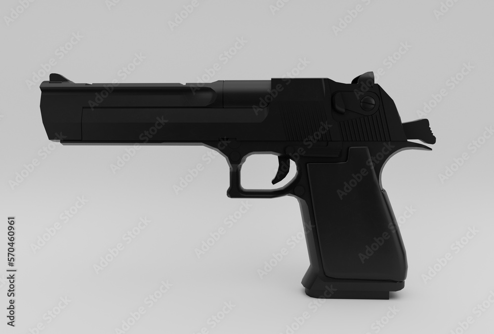 gun weapon minimal 3d rendering on white background