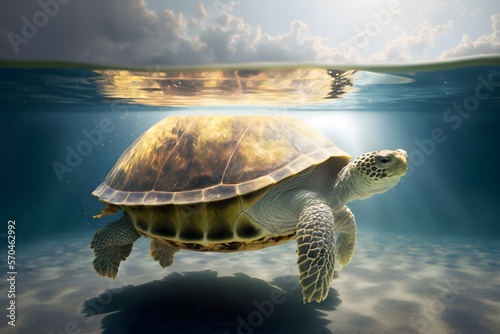 Tortoise under water created using AI Generative Technology