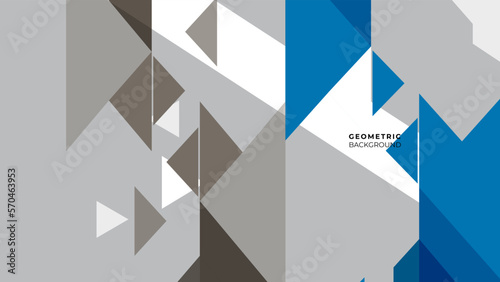 Abstract geometric background. Triangle and square blue. Light grey background with geometric shapes graphic. Vector illustration.