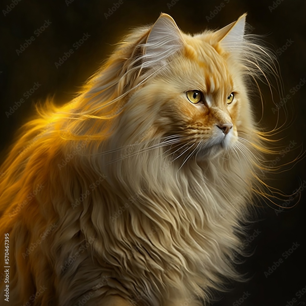 Aristocratic cat with silky golden fur