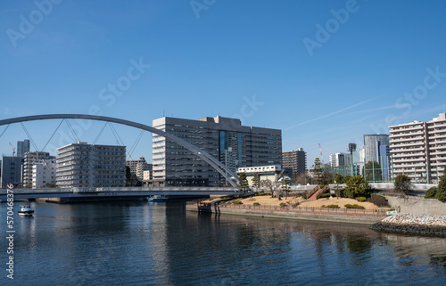 東京品川，天王洲　運河のある街の風景