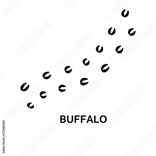 buffalo foot print, animal paw print illustration on white background