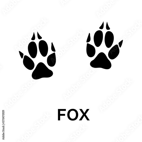 fox foot print vector, animal paw print trendy style illustration on white background..eps