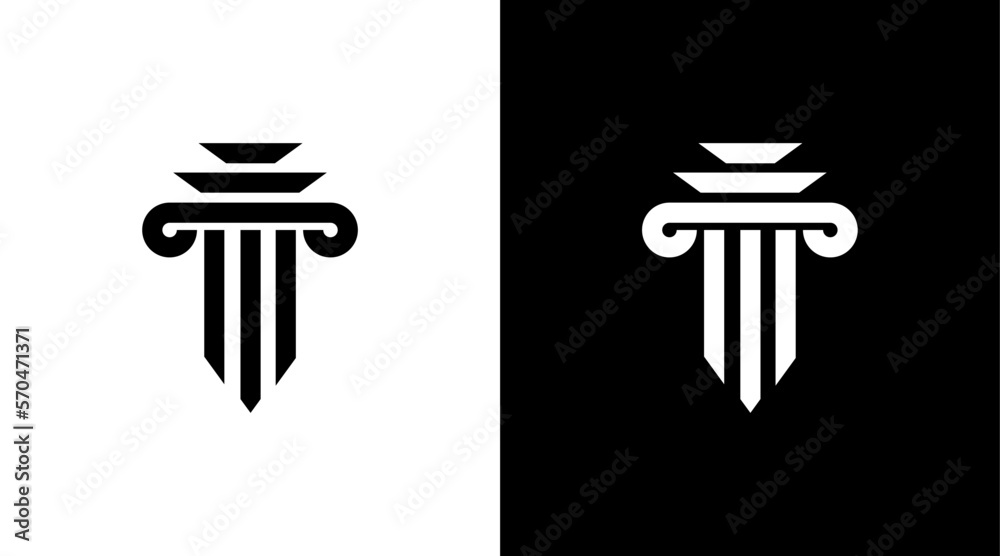 Pillar column logo architecture luxury monogram black icon illustration ...