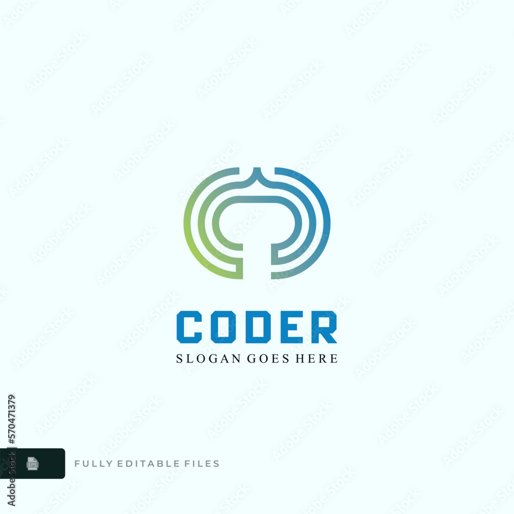 Letter C Maze Line Logo Design Template Letter C Maze Line Logo Design Template