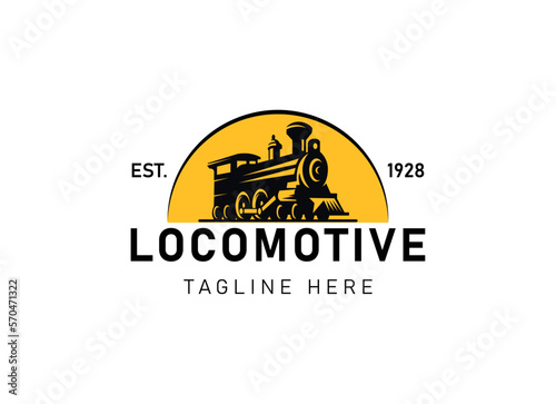 Locomotive logo illustration, vintage style emblem