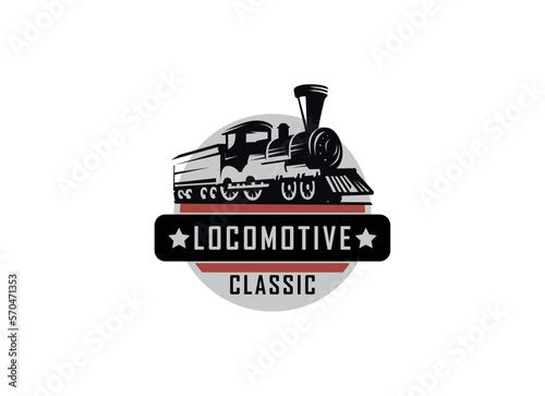Locomotive logo illustration, vintage style emblem