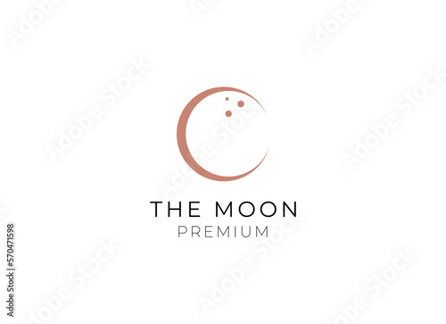 elegant crescent moon and star logo design line icon vector in luxury style outline linear