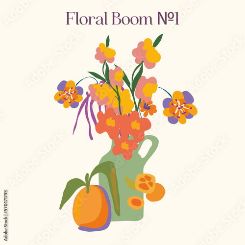 Vector Matisse Organic Floral Shapes Citrus Flowers Bloom Apples Flowers Bridal Bouquet Poster Trends
