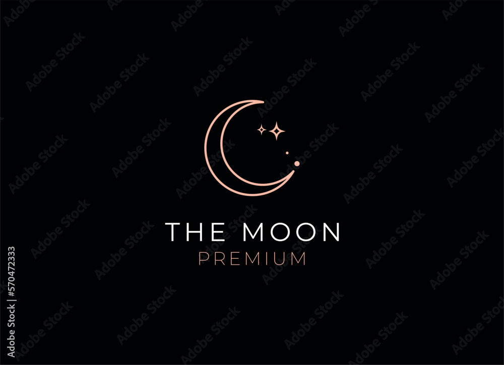 elegant crescent moon and star logo design line icon vector in luxury style outline linear elegant crescent moon and star logo design line icon vector in luxury style outline linear
