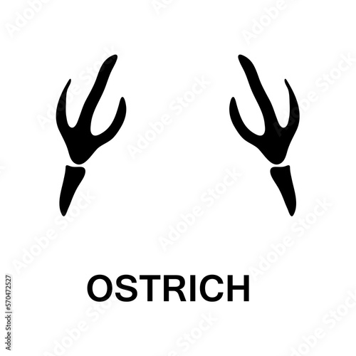 ostrich foot print, animal paw print trendy style illustration on white background..eps