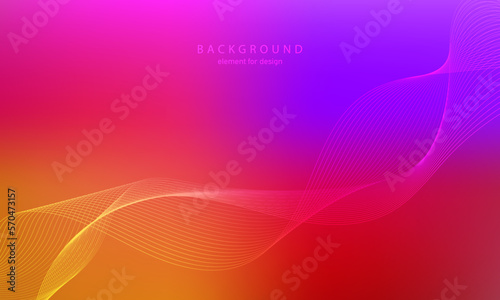 Abstract gradient background. Wave element for design. Digital frequency track equalizer. Stylized line art. Colorful shiny wave with lines. Trendy color orange pink. Curved wavy smooth stripe. Vector