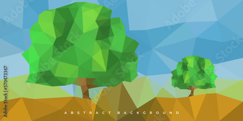 abstract modern tree landscape low poly background vector