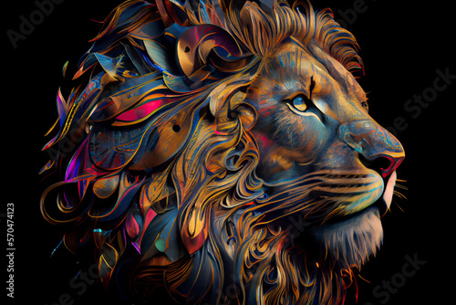 Colorful lion to print on t-shirt