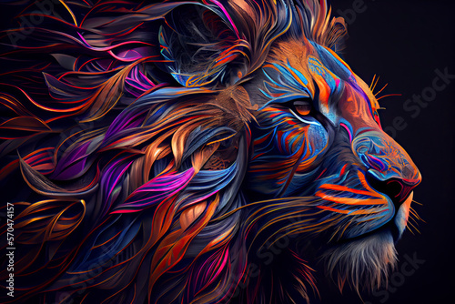Colorful lion to print on t-shirt © rufous