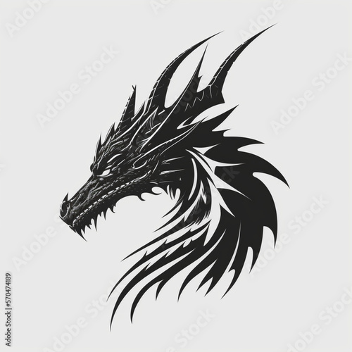 dragon  minimalist  monochrome  vectorized for logo  art illustration  Generative AI