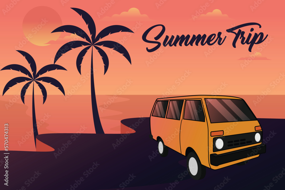 Summer trip design vector, Summer trip design template
