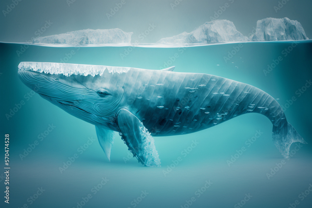 Fototapeta premium whale made of ice, Generative AI